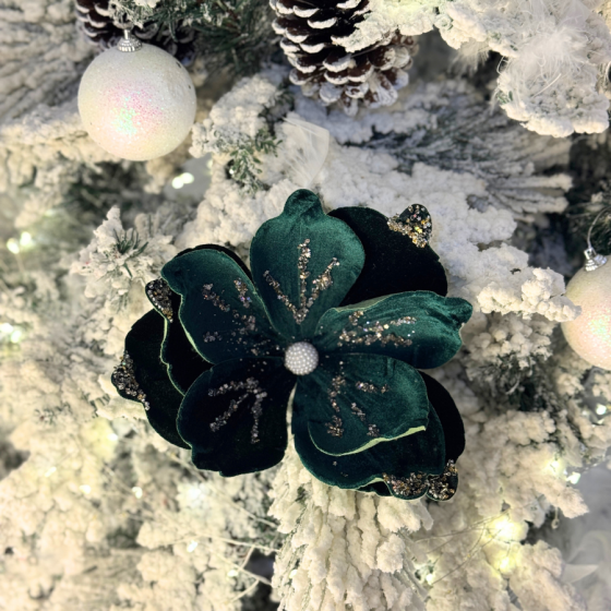 Crăciuniță din catifea roșie cu accente aurii | Ornament Crăciun