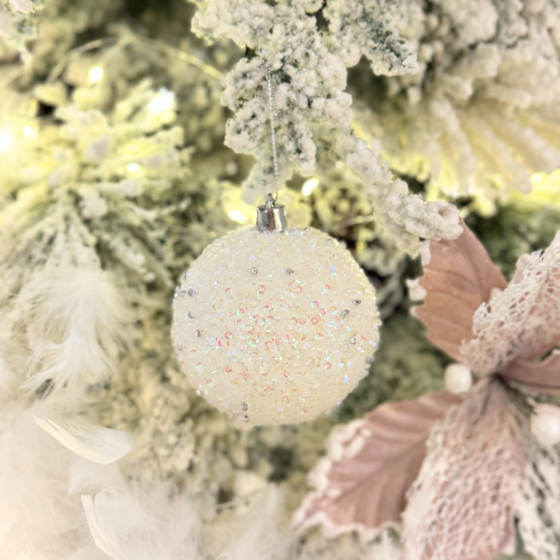 Globde Crăciun strălucitor alb sau verde | Decorațiuni elegante