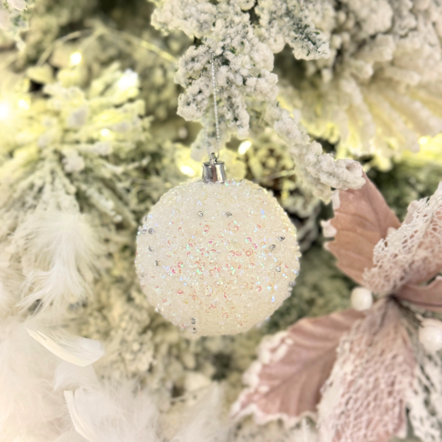 Globde Crăciun strălucitor alb sau verde | Decorațiuni elegante