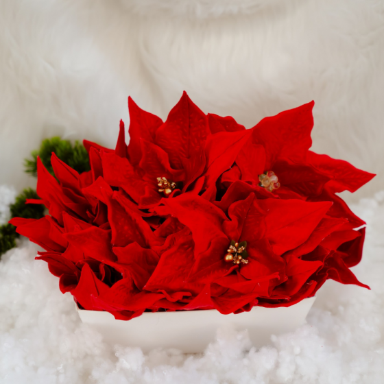 Floare crăciuniță ROȘIE lucrată manual