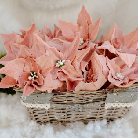 Floare crăciuniță ROZ PAL lucrată manual