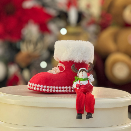 Ghetuță de Crăciun cu Figurină Ren – Decor Festiv Adorabil