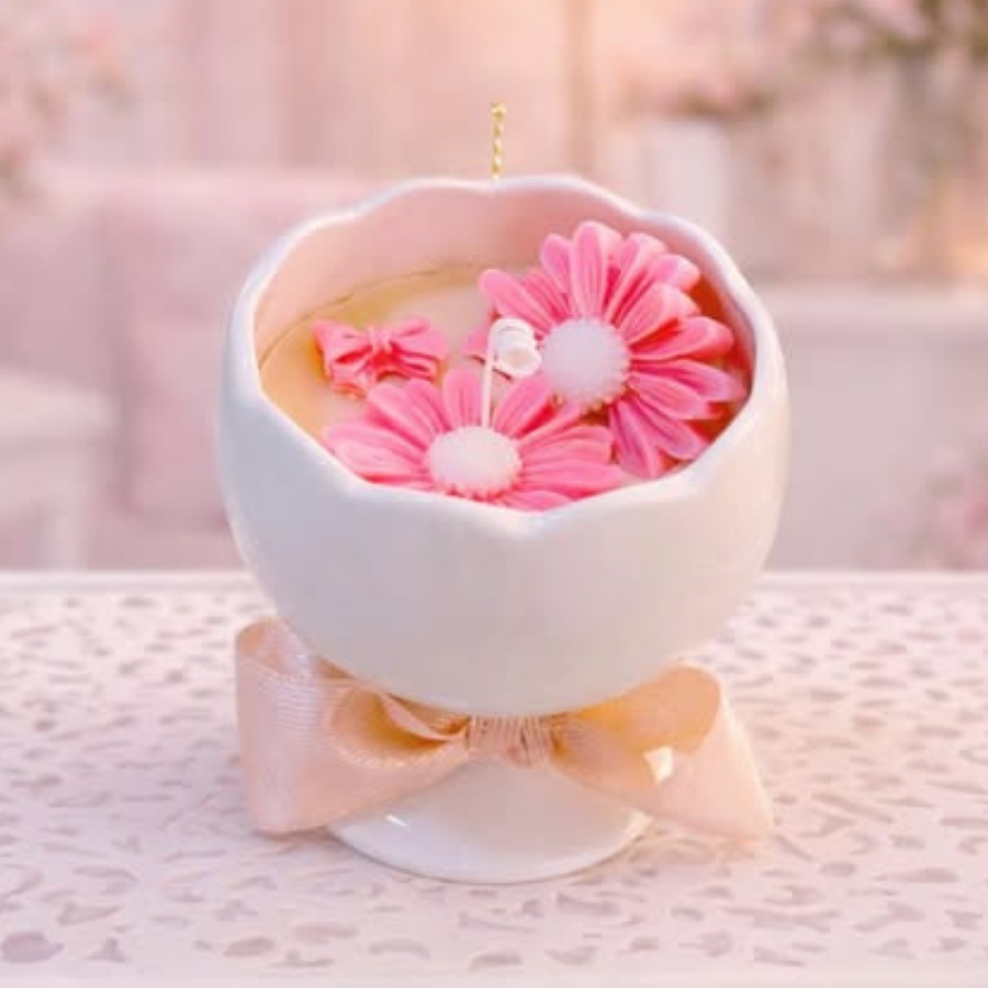 Lumânare parfumată din ceară de soia în vas de porțelan