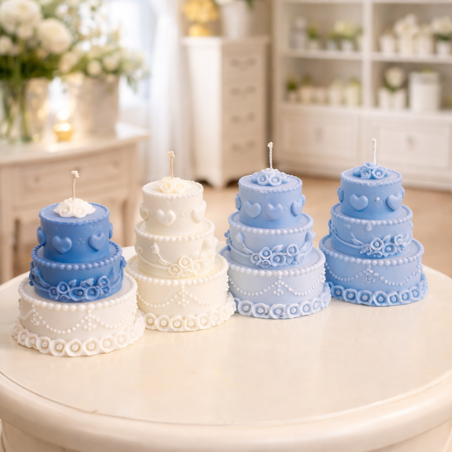 Lumâanare tip tort din ceara de soia – Colectia Cer Senin| Handmade