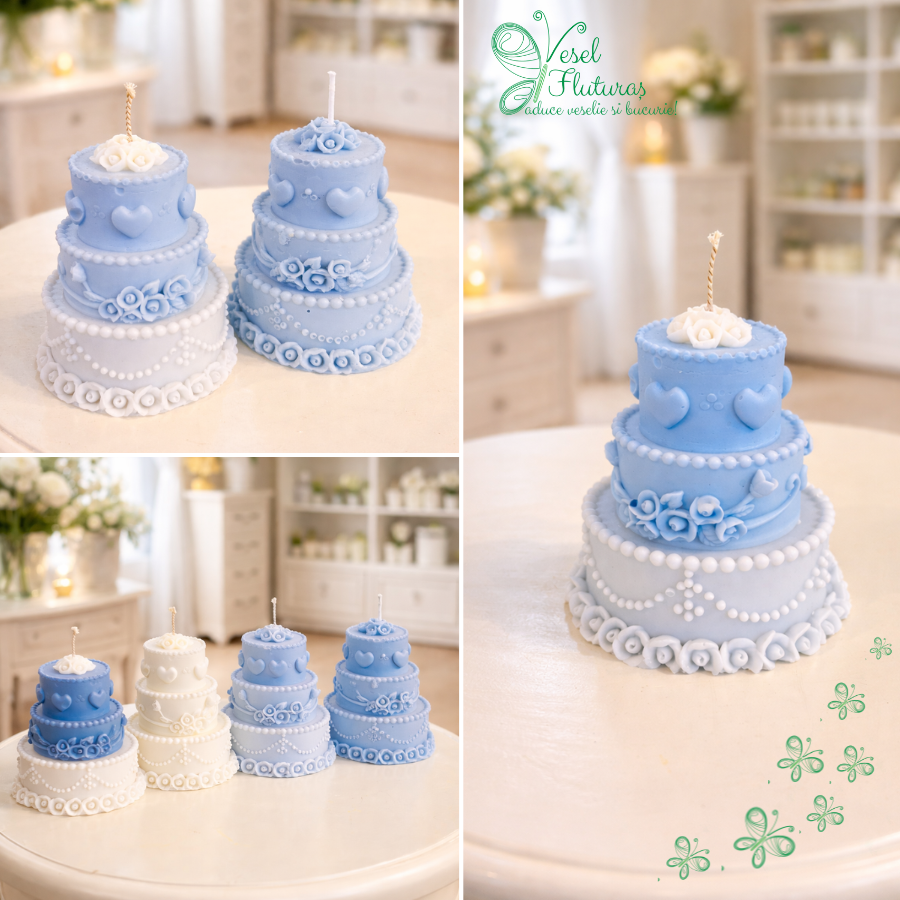 Lumâanare tip tort din ceara de soia – Colectia Cer Senin| Handmade