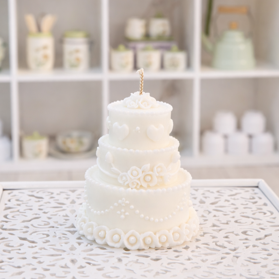 Lumâanare tip tort din ceara de soia – Colectia Parfum de Vanilie