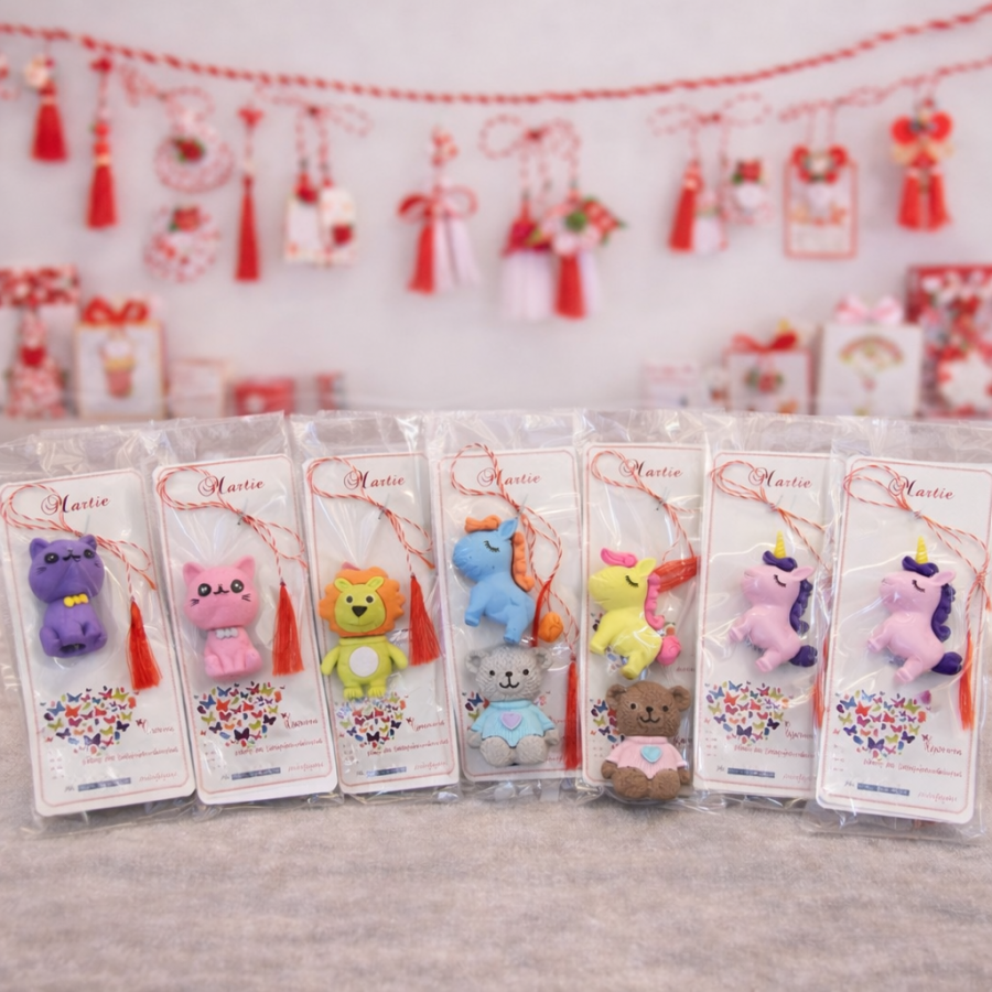 Set 10 martisoare din guma de sters – Cadou vesel pentru 1 Martie