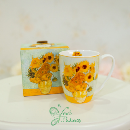Cană ceramică stil van Gogh, „Floarea soarelui ”