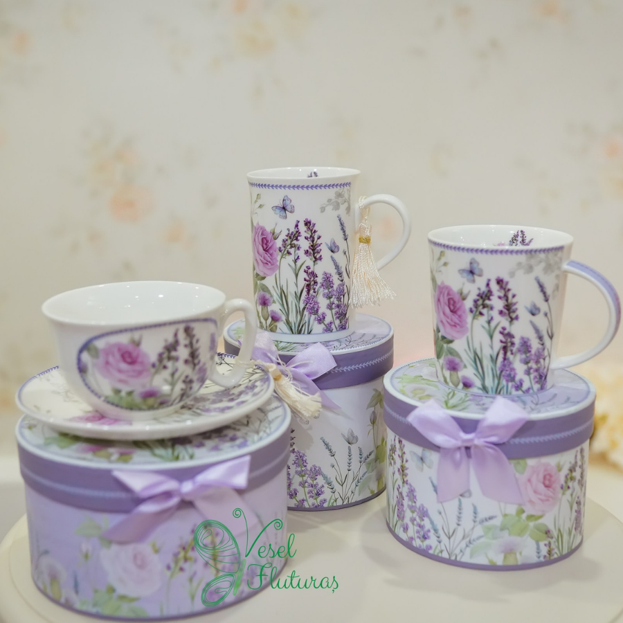 Cană din Ceramică cu Motive de Lavandă - Pauza perfectă pentru ceai